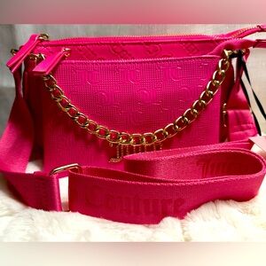 NEW Juicy Couture Hot Pink Double Crossbody Bag